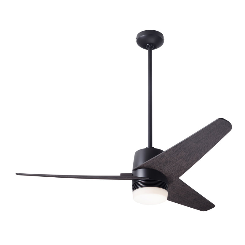 Velo LED Downrod Ceiling Fan, Dark Bronze, Wall/Remote Combo Controls, Ebony