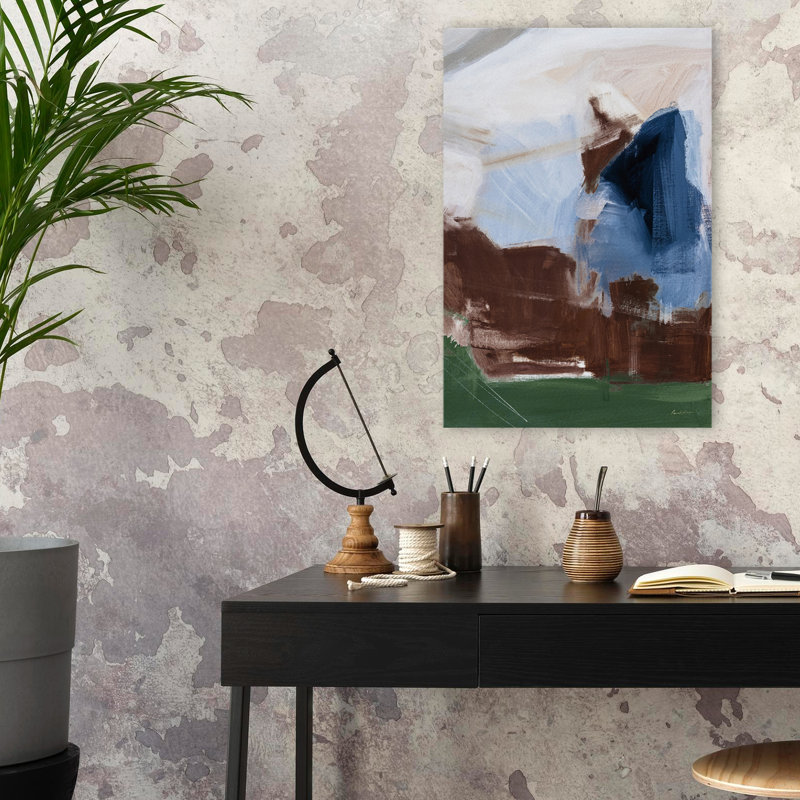 Riverbank foncé - abstrait bleu brun gris, H 24 po x l 16 po
