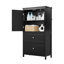 Armoire de rangement noire pour salle de bain avec portes et tiroirs, tablette réglable