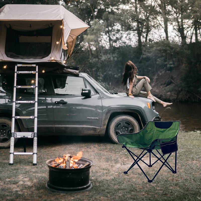 Chaise de camping pliante, Noir, Vert