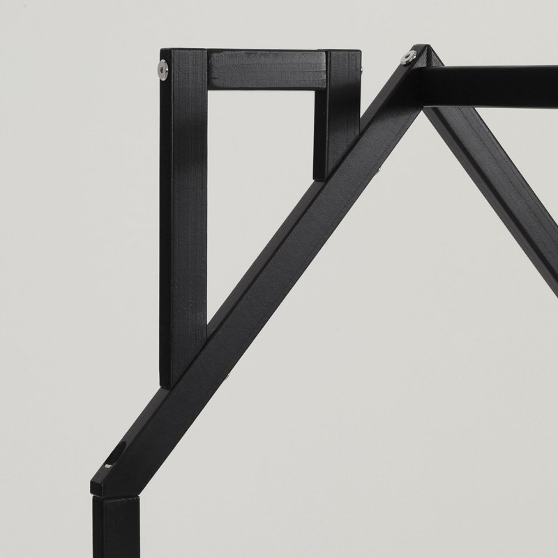 Scandinavian Black and Natural Wood House-Shaped Toy Storage Unit
