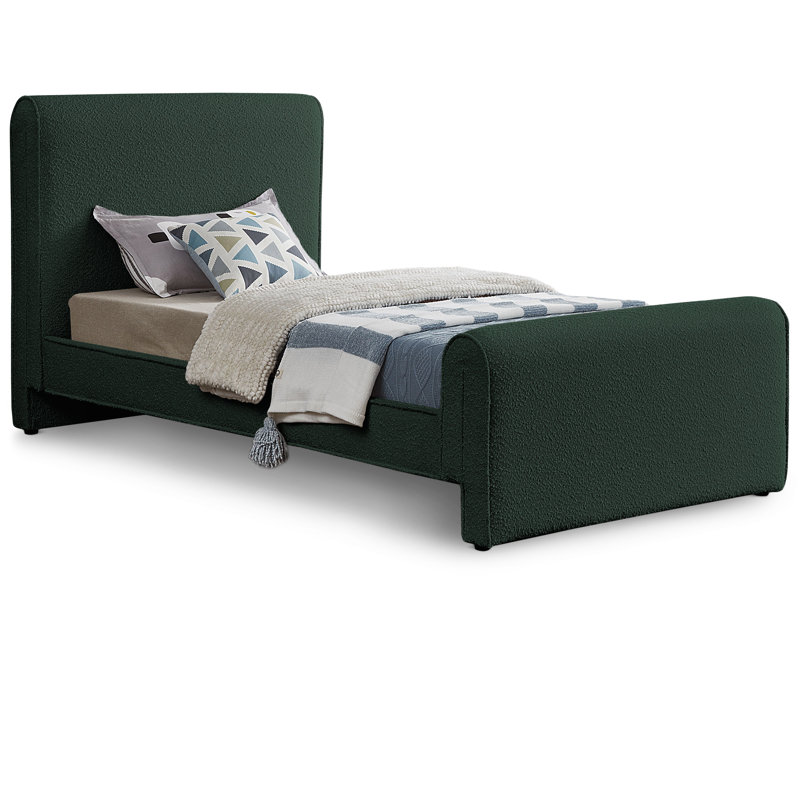 Chaylin Upholstered Platform Bed, Green Boucle Fabric, Full