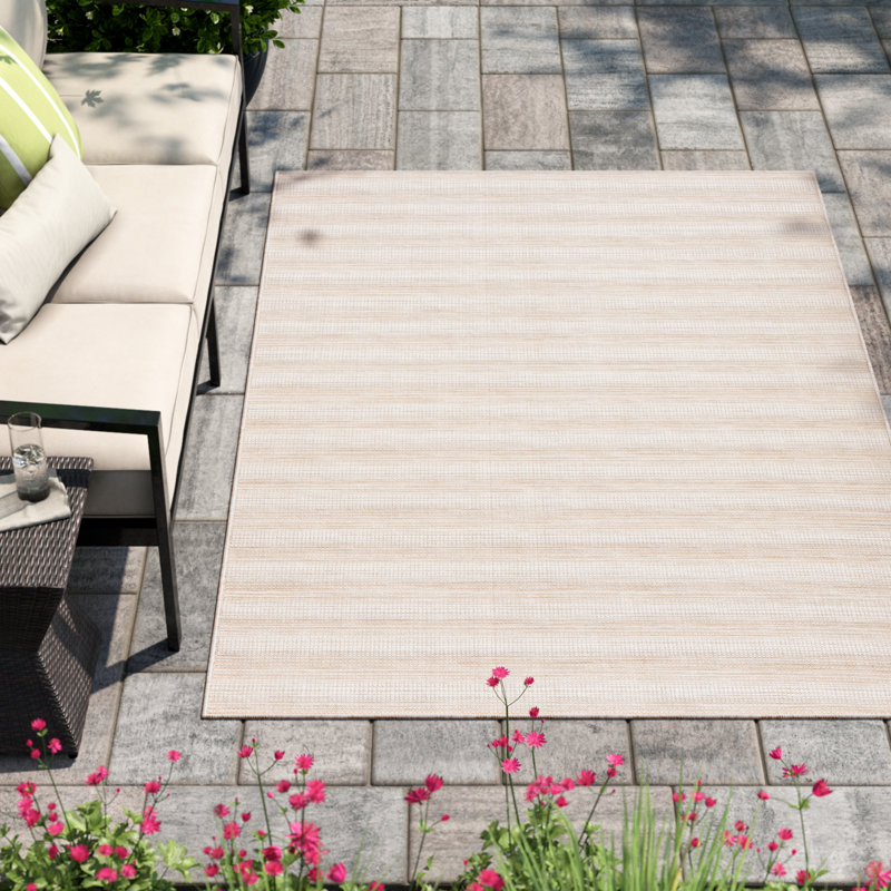Abeda Sandy Beige Area Indoor/Outdoor Area Rug, Rectangle 5'1" x 7'6"