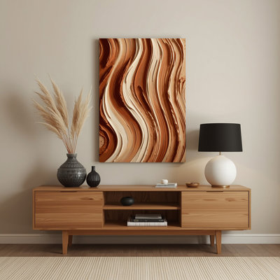 DiagonalStripes Terracotta Beige Brown Metal Wall Art