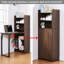 Bureau d'ordinateur pliable pour bureau avec bibliothèque avec prise de courant intégrée, conception anti-basculement, bouton facile à plier, stabilité des pieds renforcée, peu encombrant pour le bureau à domicile, salle d'étude de chambre à coucher, noyer-238784822