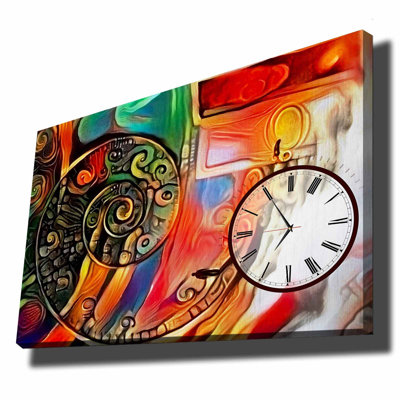 Horloge murale élégante en toile 27,6 po x 39,4 po | Toile 100% suède avec cadre 100% bois (épaisseur: 1,1 pouce) | Parfait pour la décoration intérieure, garde-temps élégant pour le salon et le bureau, design unique