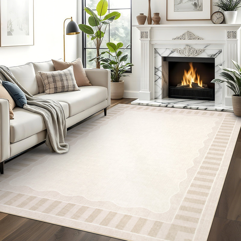 Modern Bordered Area Rug for Living Room Washable Area Rug Living Room Rugs Modern Rugs for Bedroom Dining Room Nursery Home Office Dorm