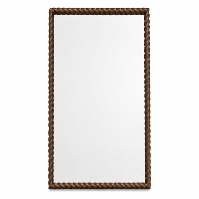 Miroir rectangulaire avec cadre décoratif en corde torsadée, miroir brun foncé, à fixer au mur ou à poser, pour salle de bain ou salon.