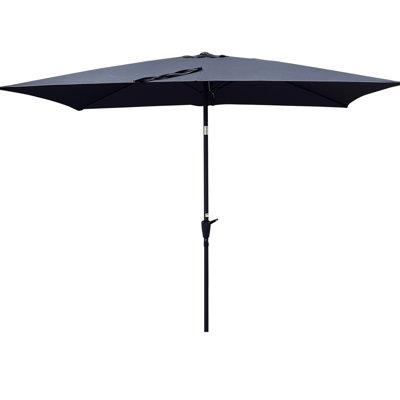 6x9ft Patio Umbrella Outdoor Waterproof Rectangular Canopy With Crank, Push Button Tilt For Garden Backyard Pool 9x6ft Umbrella, Construction And