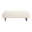 Repose-pieds rectangulaire rembourré en tissu de lin capitonné, pieds en bois massif, beige