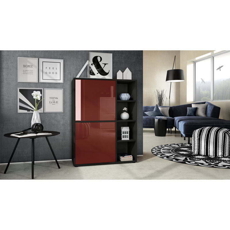 Mccafferty 79cm Sideboard, Black Matt/Bordeaux High Gloss