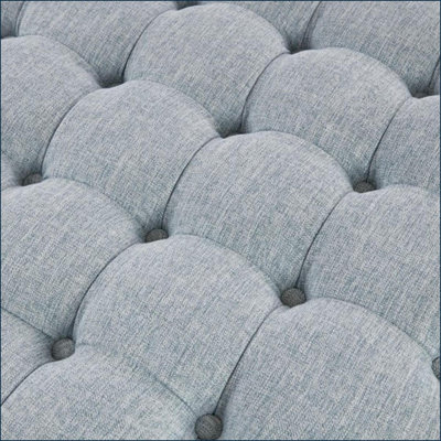 Ottoman 32” Round Button Tufted Skirted Traditional | Upholstered | Charcoal Grey