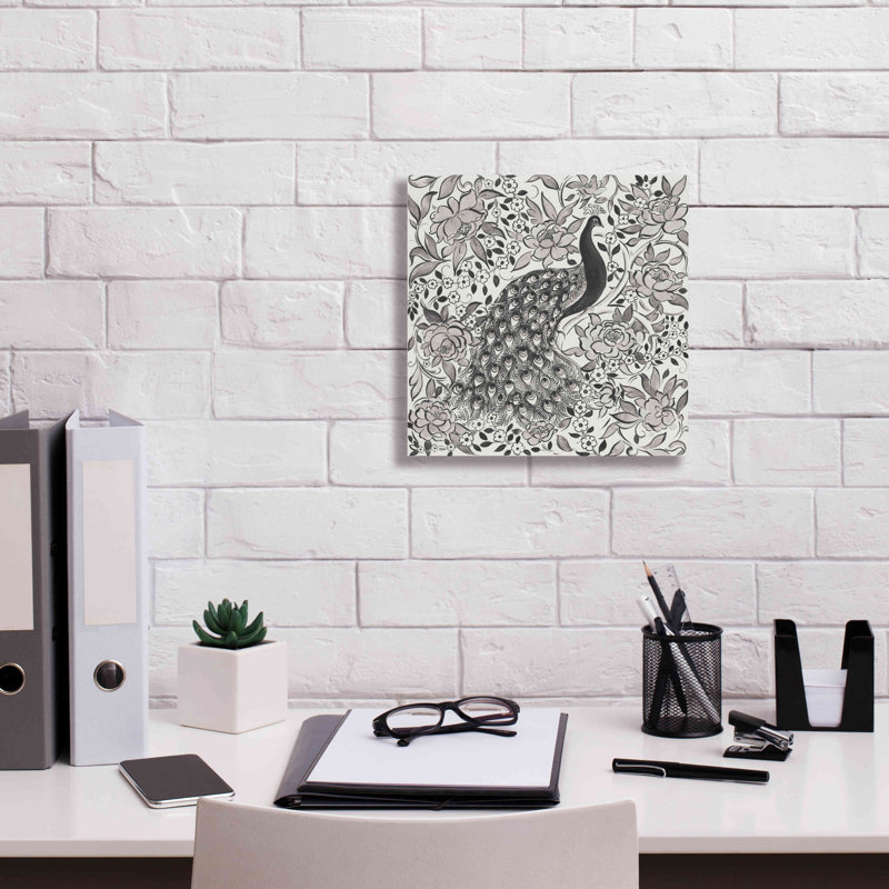 «Peacock Garden III» par - Impression sur toile tendue, H 12 po x l 12 po x P 0,75 po