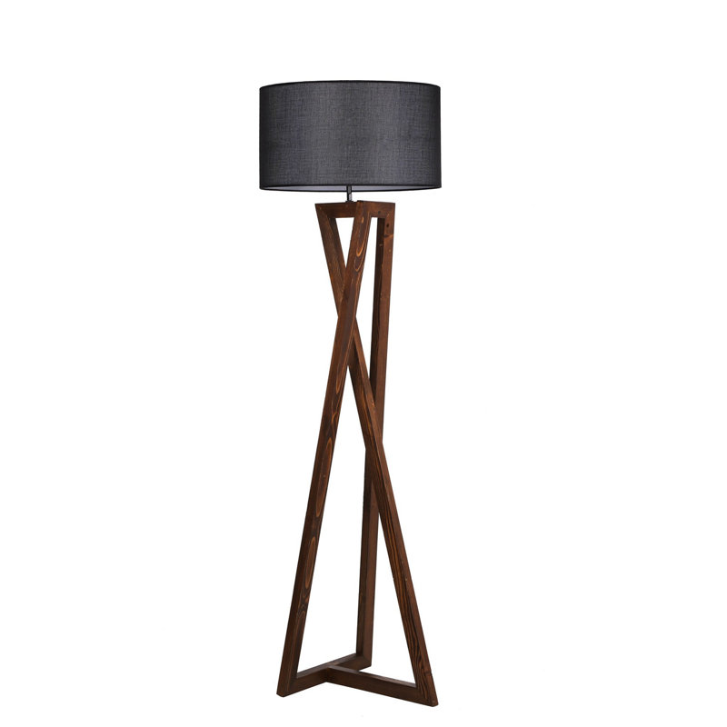 Piekos 166cm Brown Tripod Floor Lamp, Black