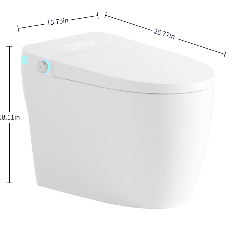 Toilette intelligente avec bidet intégré, fonction de chasse d'eau automatique et de siège chauffant, température de lavage à l'eau chaude réglable, modes multiples, y compris lavage à l'arrière, commodité de nuit pour la nuit, numérique