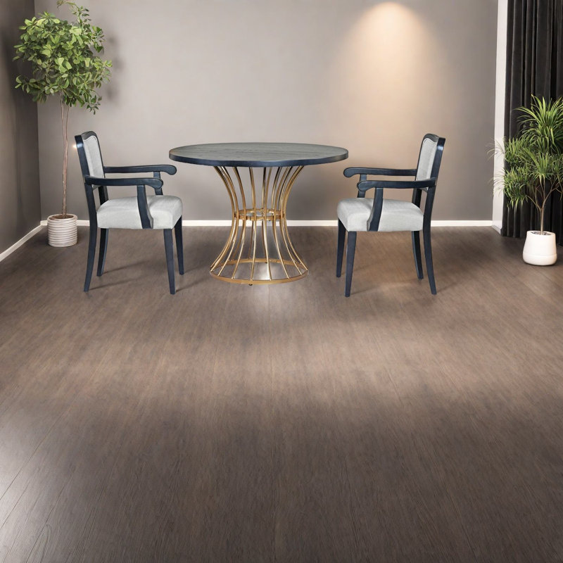 Ensemble de table de salle à manger rustique-moderne, table en placage massif et chaises rembourrées pour la maison