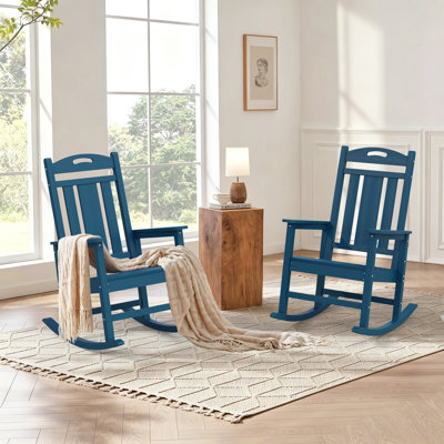 2 Pieces HDPE Rocking Chair Set, Suitable for Both Indoor and Outdoor Use
