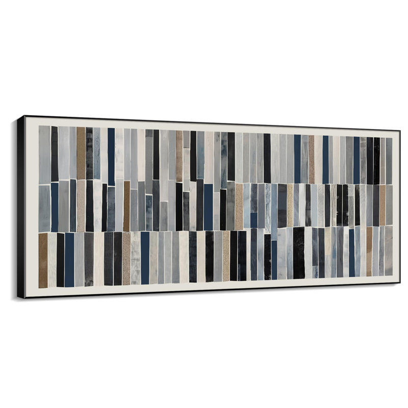 Extra Large Wall Art Fabric Print - Modern Geometric Stripe Abstract Pattern Illustrations Artwork Decor for Living Room or Bedroom - "Frame Assembly Required (Unfinished Frame)"