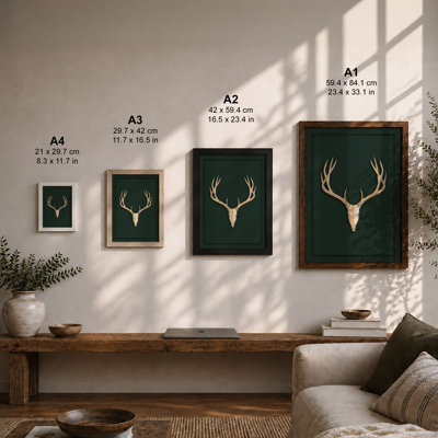 Woodland Skull Scandinavian - Framed Print