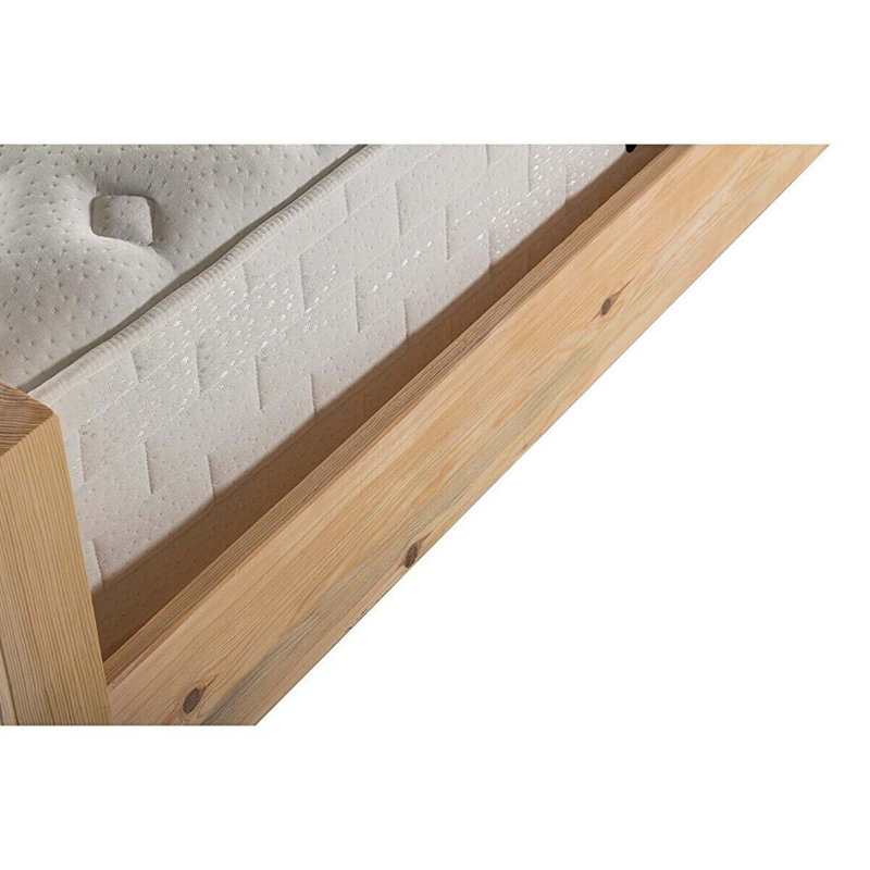 Lit plateforme à lattes Kilroot, 73 po x 83 po, Naturel / bleu sarcelle