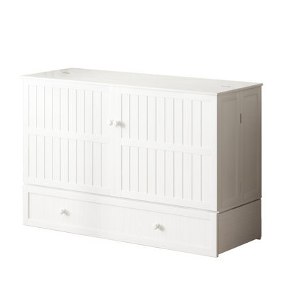  Grand lit escamotable Murphy avec station de charge et tiroirs de rangement, blanc