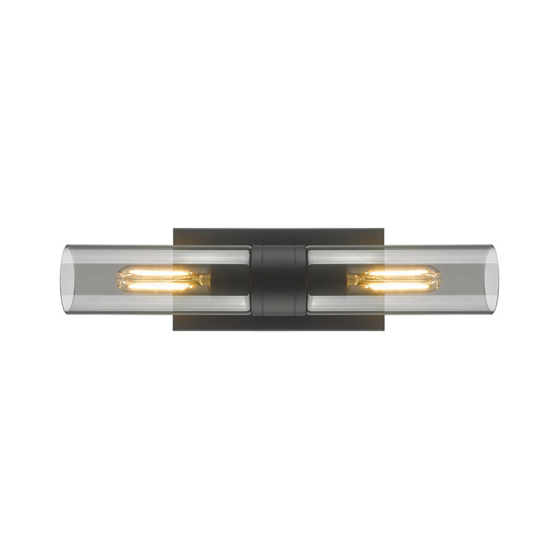 Amalle - 2 Light 8" Wall-mounted Bath Vanity Light, 3" H x 18" W x 3.88" D, Smoke, Matte Black