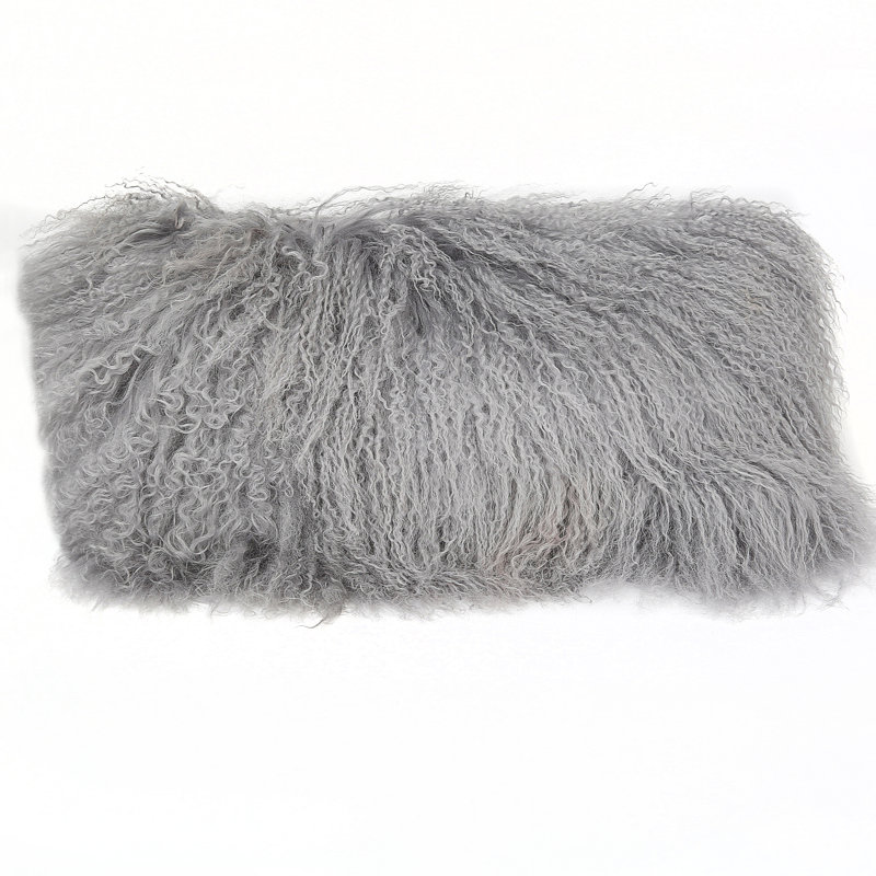 Wool Pillow Cover & Insert, Gray, 12" x 26"
