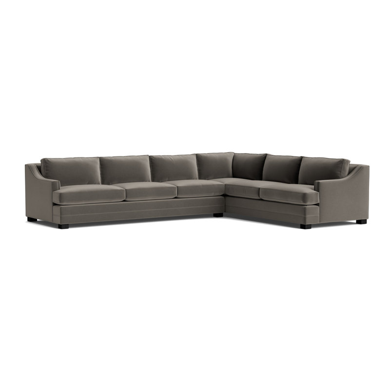 Keaton Slope Arm Without Nails Left Arm Sectional, Performance Velvet - Graphite, Black
