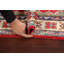Tapis rouge en laine noué à la main de conception unique 2 pi 8 po x 4 pi 3 po