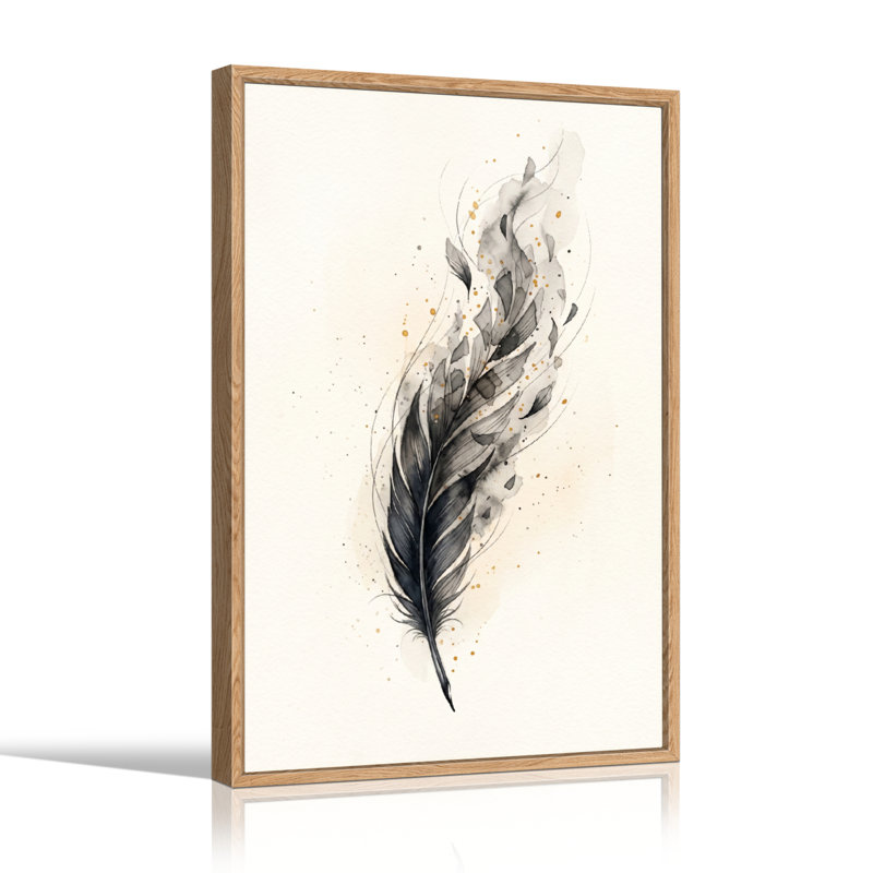Ensemble de 1 tableau sur toile « Plumes », 48"H x 32"W, Natural