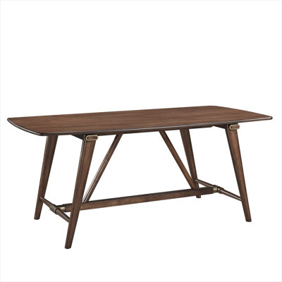6-Seater Rectangular Dining Table Modern Design Solid Wood Classic Brown Finish 71x35.5 Inches