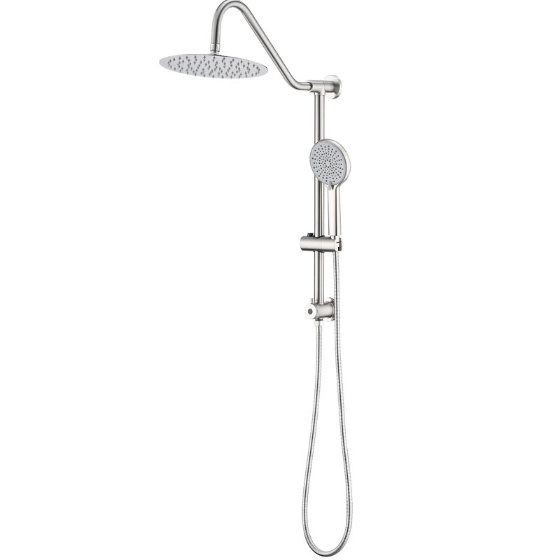 Shower System With 10" Large Rain Head & Handheld - Construction Brushed Nickel Dual Kit Relaxing Experience