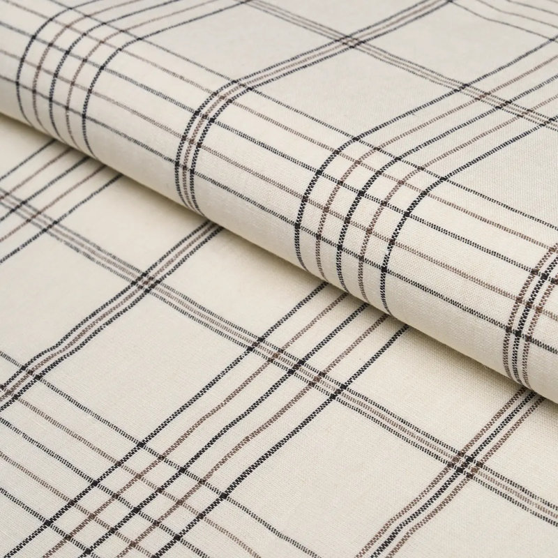 Tissu en lin à carreaux Nils, Gris anthracite