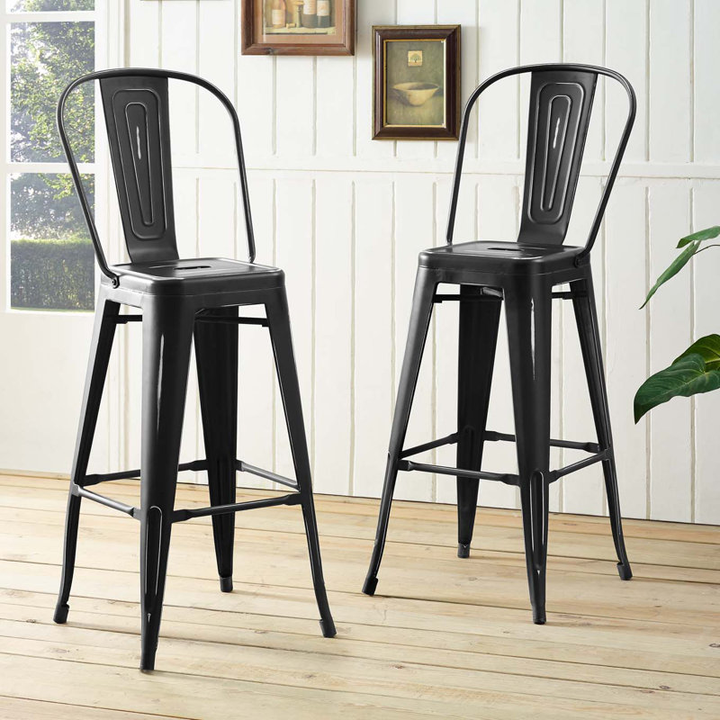 Promenade Black Metal Industrial Bar Stool