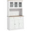 Armoire de rangement pour garde-manger de 71 po de hauteur avec support pour micro-ondes, buffet autoportant avec huche, 2 tiroirs, 5 portes, tablettes réglables et portes en verre, bois-234495242