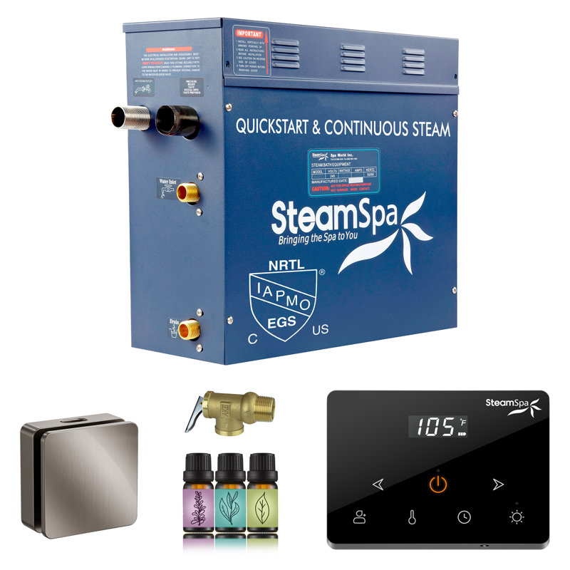 Oasis Series 7.5KW Steam Bath Generator With Continuous Steam Plus Easy Touch Pad, Brushed Nickel