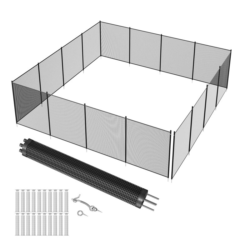 Pool Fence, 4 x 12 / 48 FT Pool Fences for Inground Pools, Removable Pool Fencing, Easy DIY Installation Swimming Pool Fence, PVC Pool Fence Mesh Protects Kids and Pets