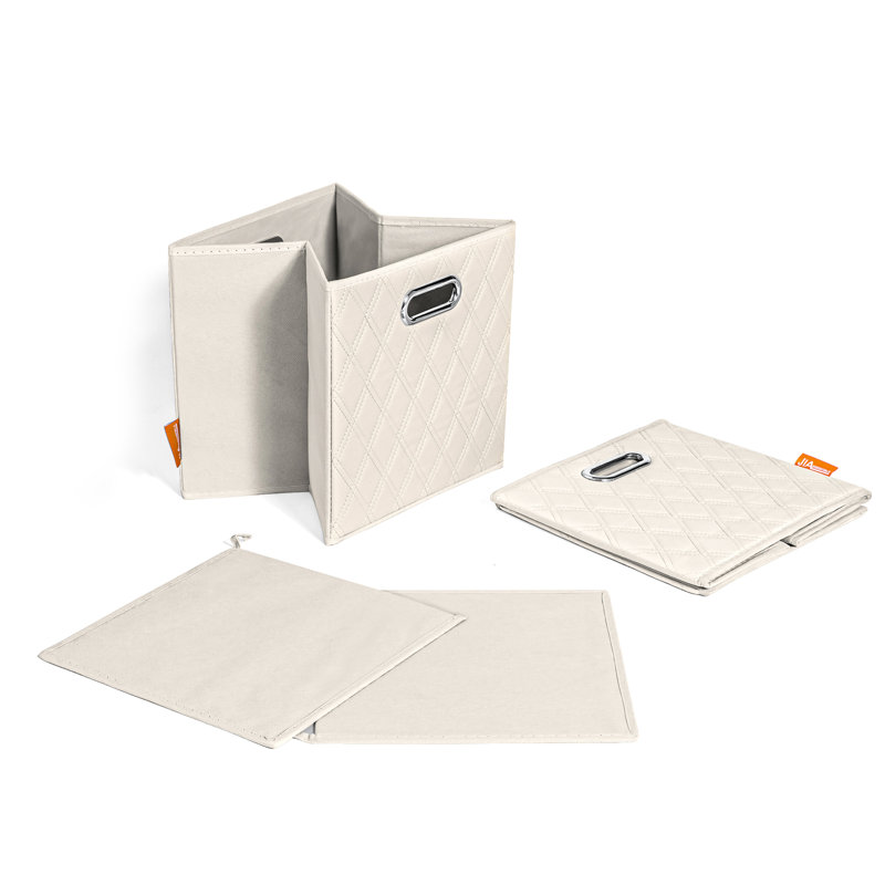 Ensemble de bacs de rangement en similicuir, Beige