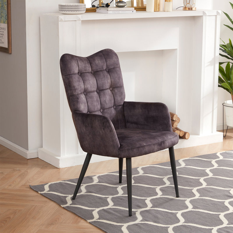 Archie Upholstered Armchair, Black Velvet