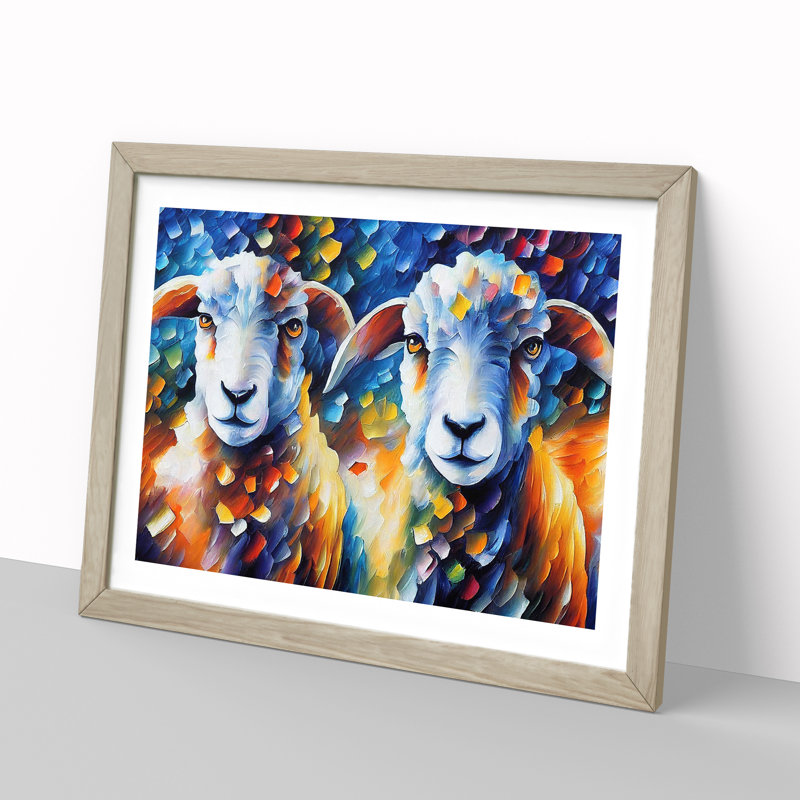Sheep Vol.2 Abstract - Framed Print, 46cm H x 64cm W x 2cm D, Oak