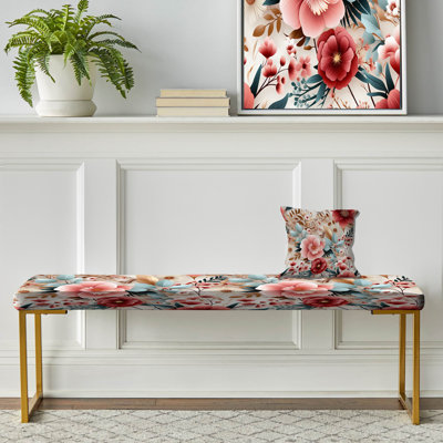 Banc floral rembourré or