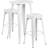 Gyala 30'' Round Metal Indoor-Outdoor Bar Table Set with 2 Square Seat Backless Stools-1742381543-1742387204