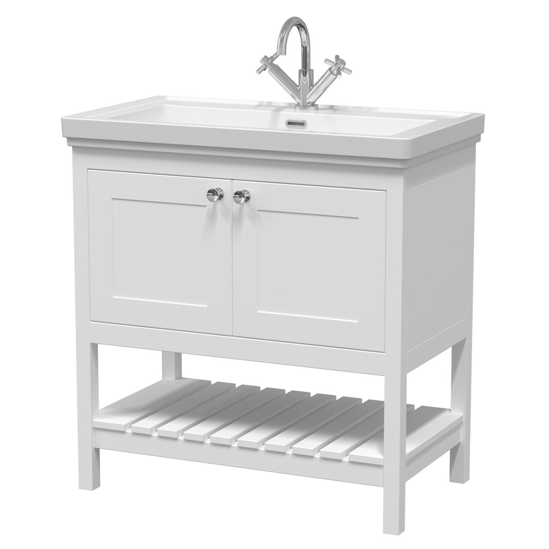 Bexley 800mm Free Standing Single Bathroom Vanity with Fireclay Top