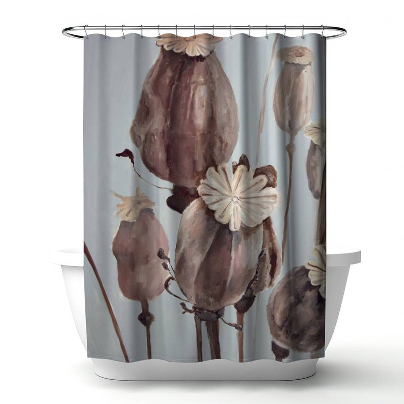 Floral – Polyester Shower Curtain, Dye Sublimation Print, 71" W × 74" L