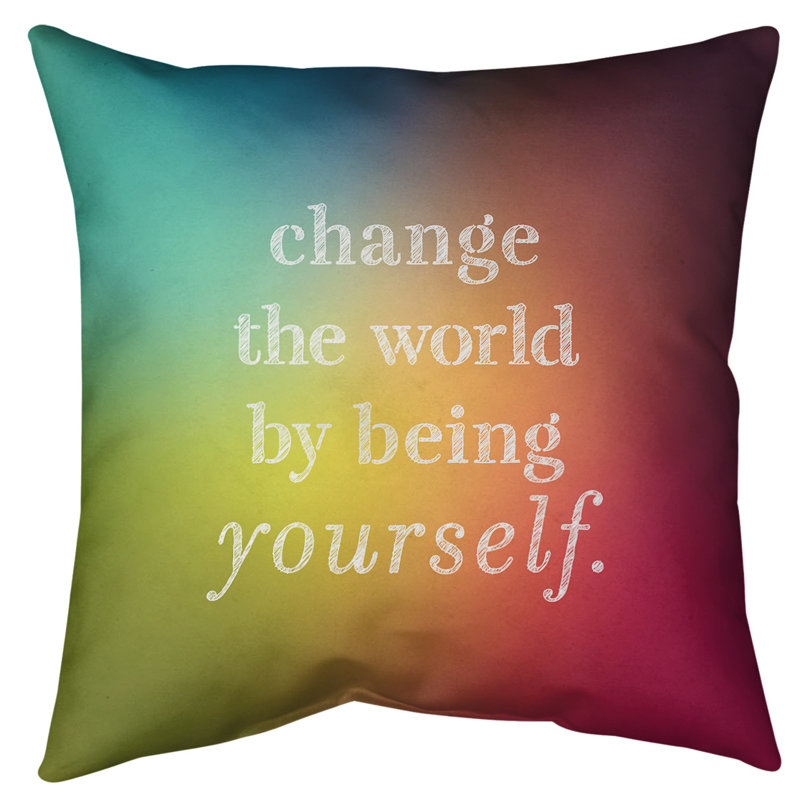 Coussin de plancher change the World, H 36 po x l 36 po, Arc-en-ciel