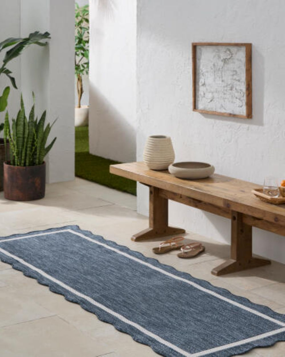 Skiles Blue Outdoor Rug, Rectangle 9'2.2" x 12'0.1"