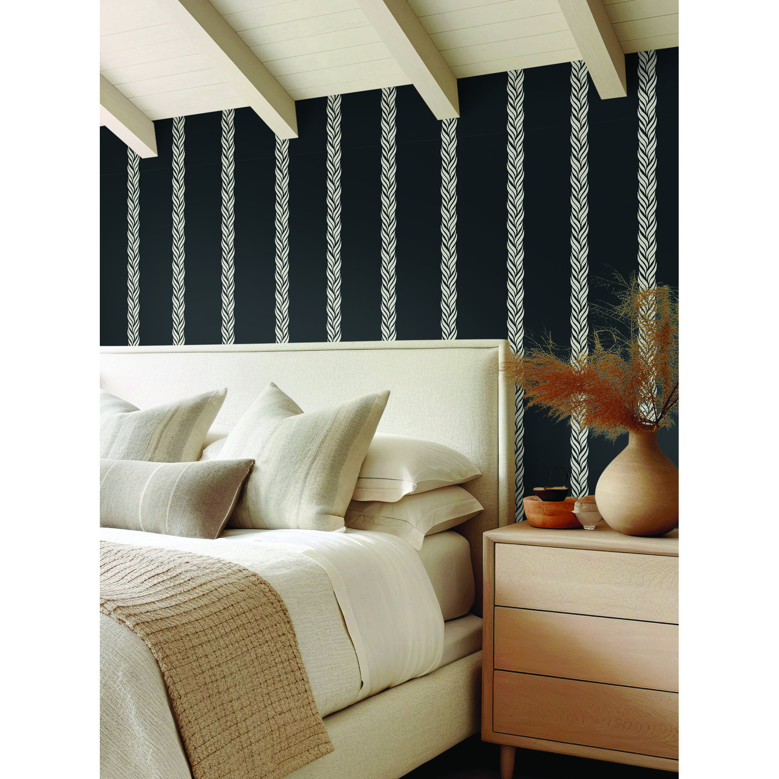 Bowman Striped Wallpaper, Black