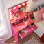 Bureau de coiffeuse avec miroir et lumières, coiffeuse avec grand tiroir, commode de rangement à 2 niveaux et 3 modes d'éclairage à luminosité réglable-693616782
