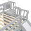 Lit simple superposé au dessus d'un lit double avec glissade, escalier de rangement, lit superposé en bois de pin massif avec garde-corps de sécurité, gris-1311197702