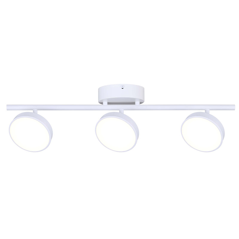 Ensemble d'éclairage sur rail fixe avec gradateur et tête réglable, H 6 po x L 25 po, Blanc